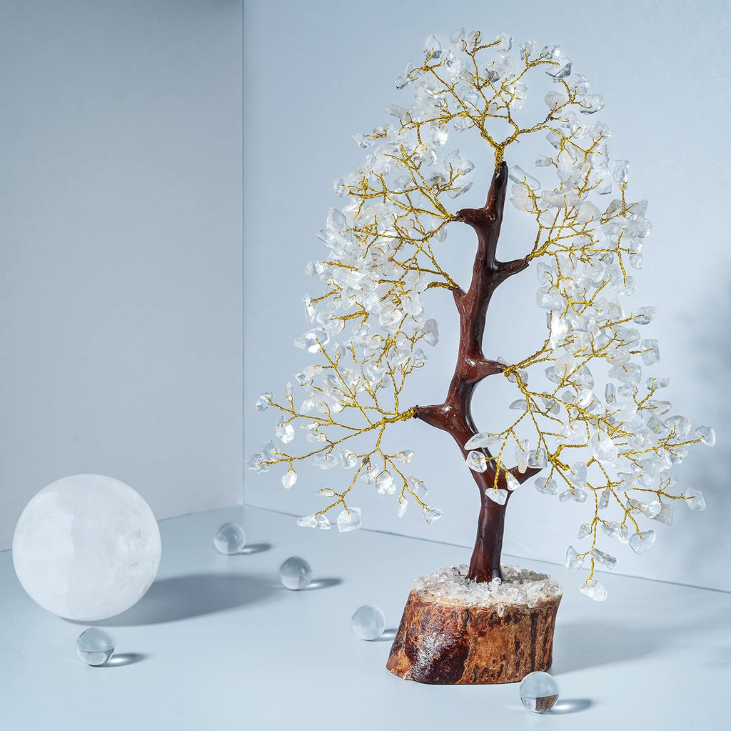 ® Clear Quartz Crystal Tree of Life, Birthday Gifts for Women & Men, House Decor for Shelf Healing Crystals, Spiritual Gift Room Decor, House Warming Gifts New Home, Birthday Gift for Mom