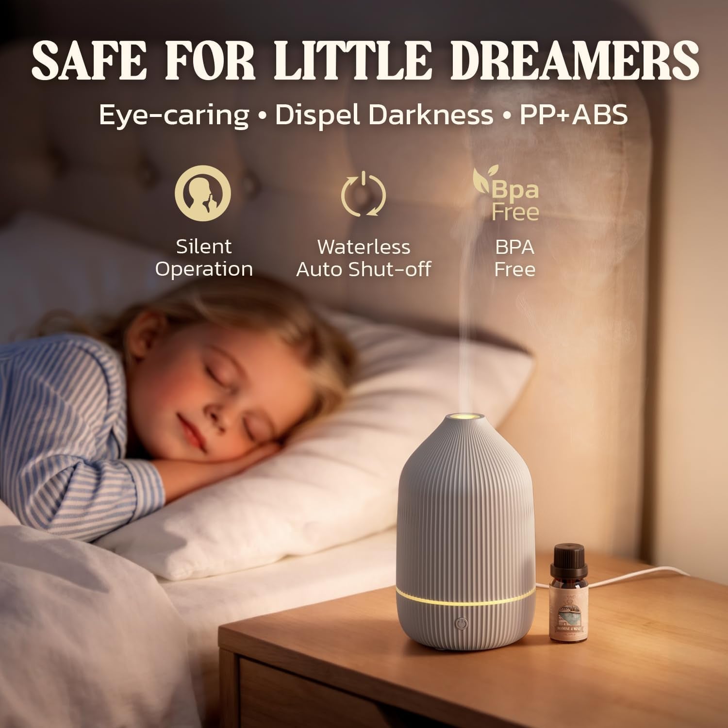Essential Oil Diffuser, 2Pack, 100Ml Aromatherapy Diffuser, Mini Ultrasonic Diffuser for Essential Oil, Home, Office, Cool Mist Humidifier with 7 Led Light, Auto Shut-Off, White & Black