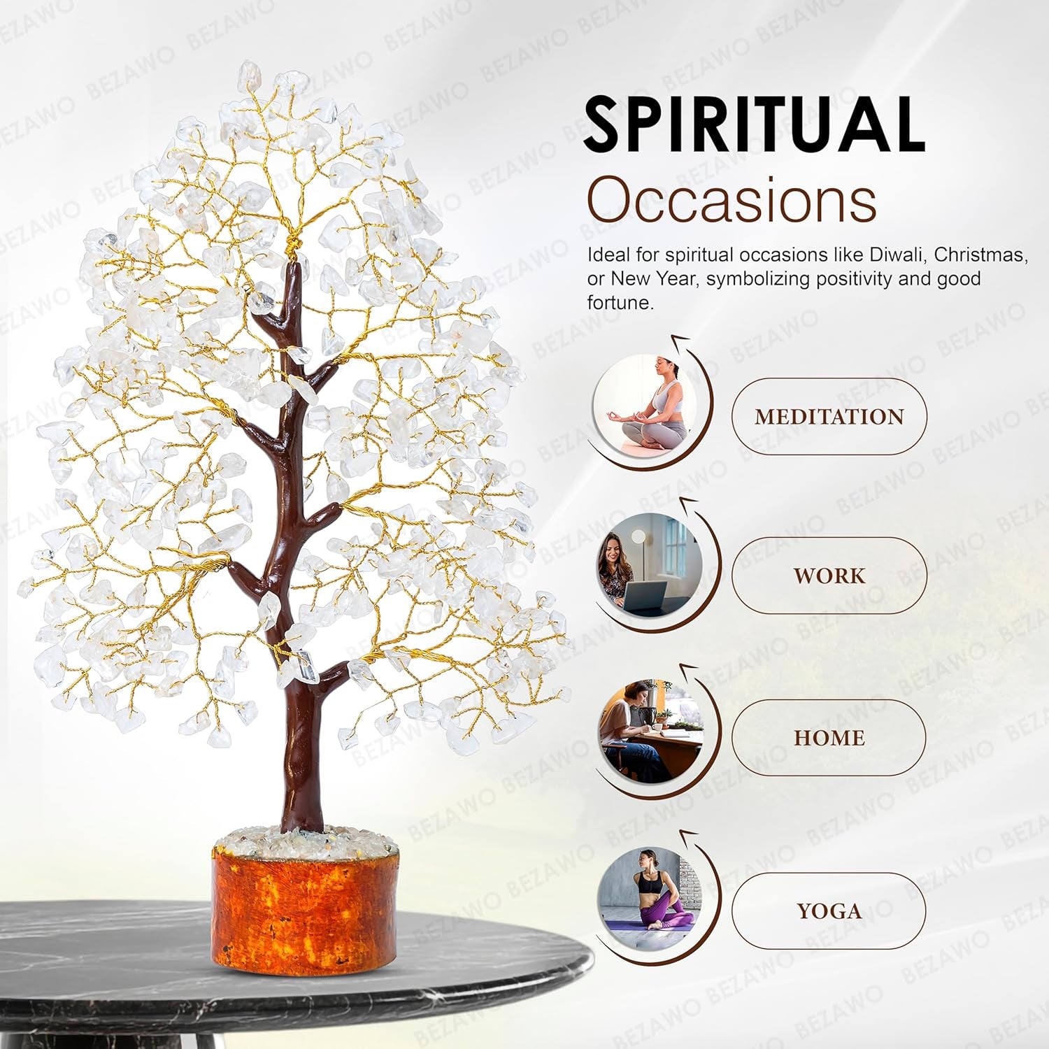 ® Clear Quartz Crystal Tree of Life, Birthday Gifts for Women & Men, House Decor for Shelf Healing Crystals, Spiritual Gift Room Decor, House Warming Gifts New Home, Birthday Gift for Mom