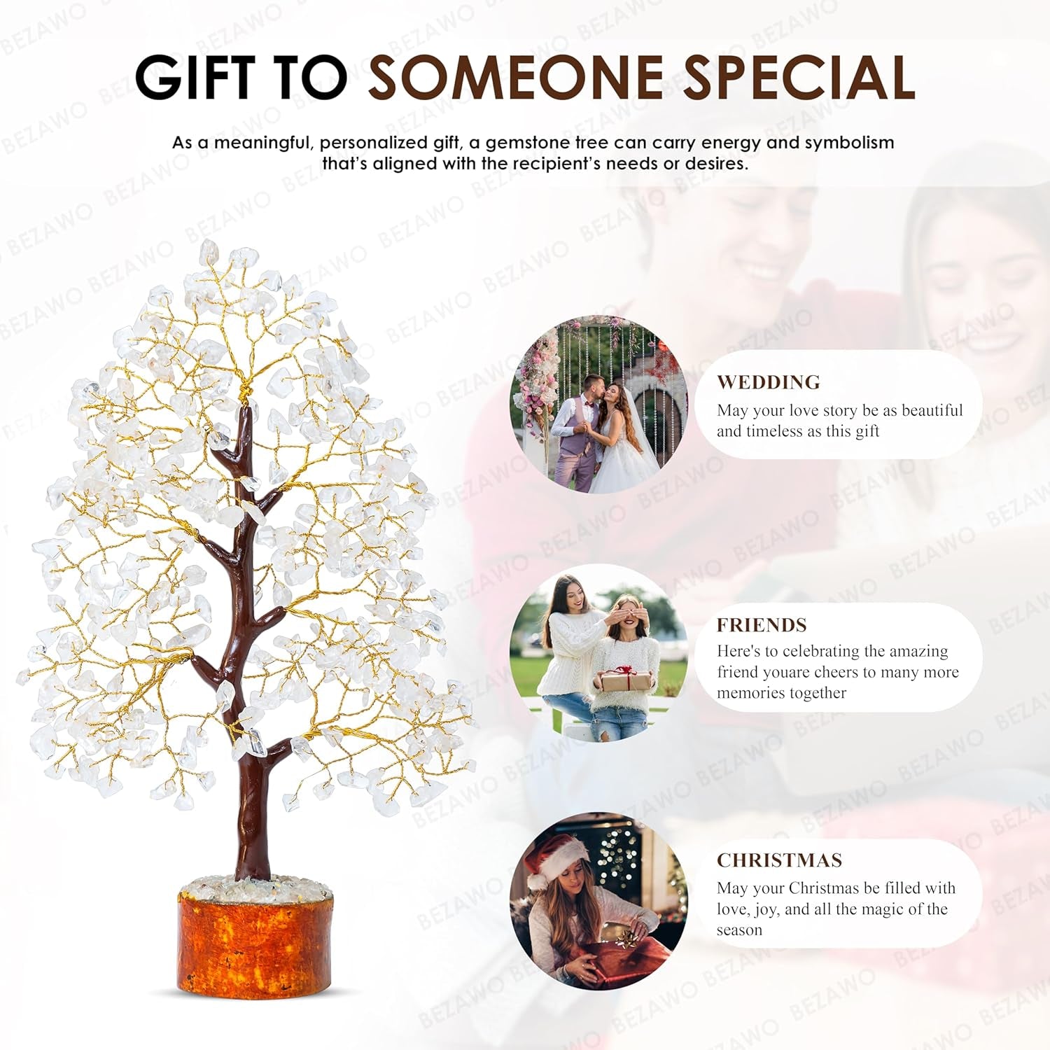 ® Clear Quartz Crystal Tree of Life, Birthday Gifts for Women & Men, House Decor for Shelf Healing Crystals, Spiritual Gift Room Decor, House Warming Gifts New Home, Birthday Gift for Mom