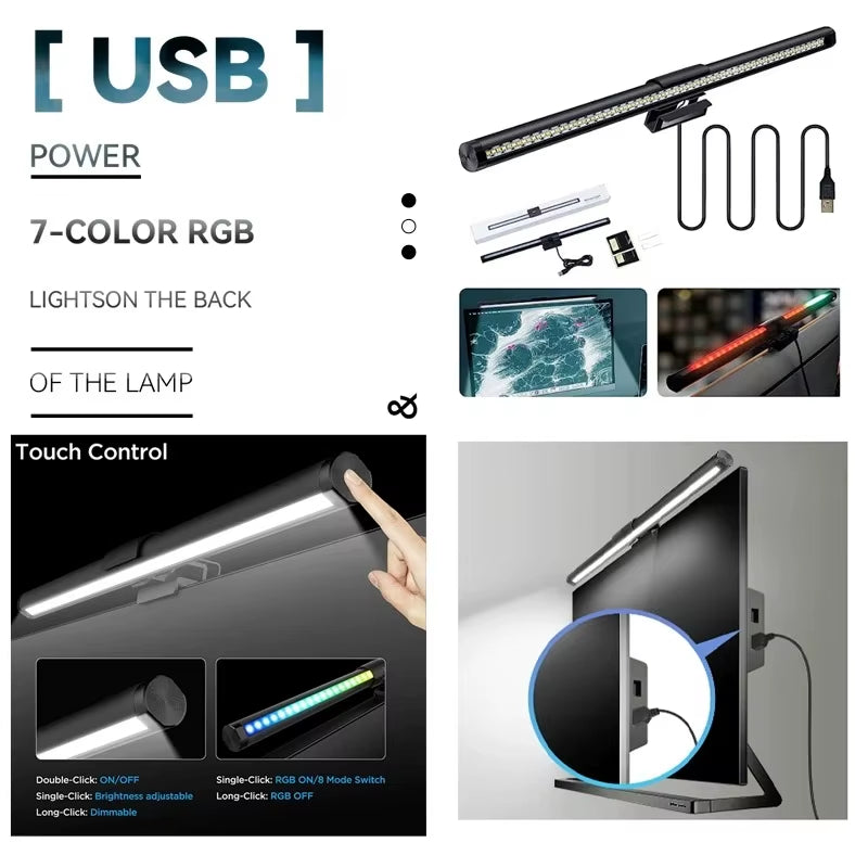 Led Monitor Light Bar Computer Lamps Reading Light Screen Hanging Desk Light Stepless Dimming Monitor for Bedroom Study Room