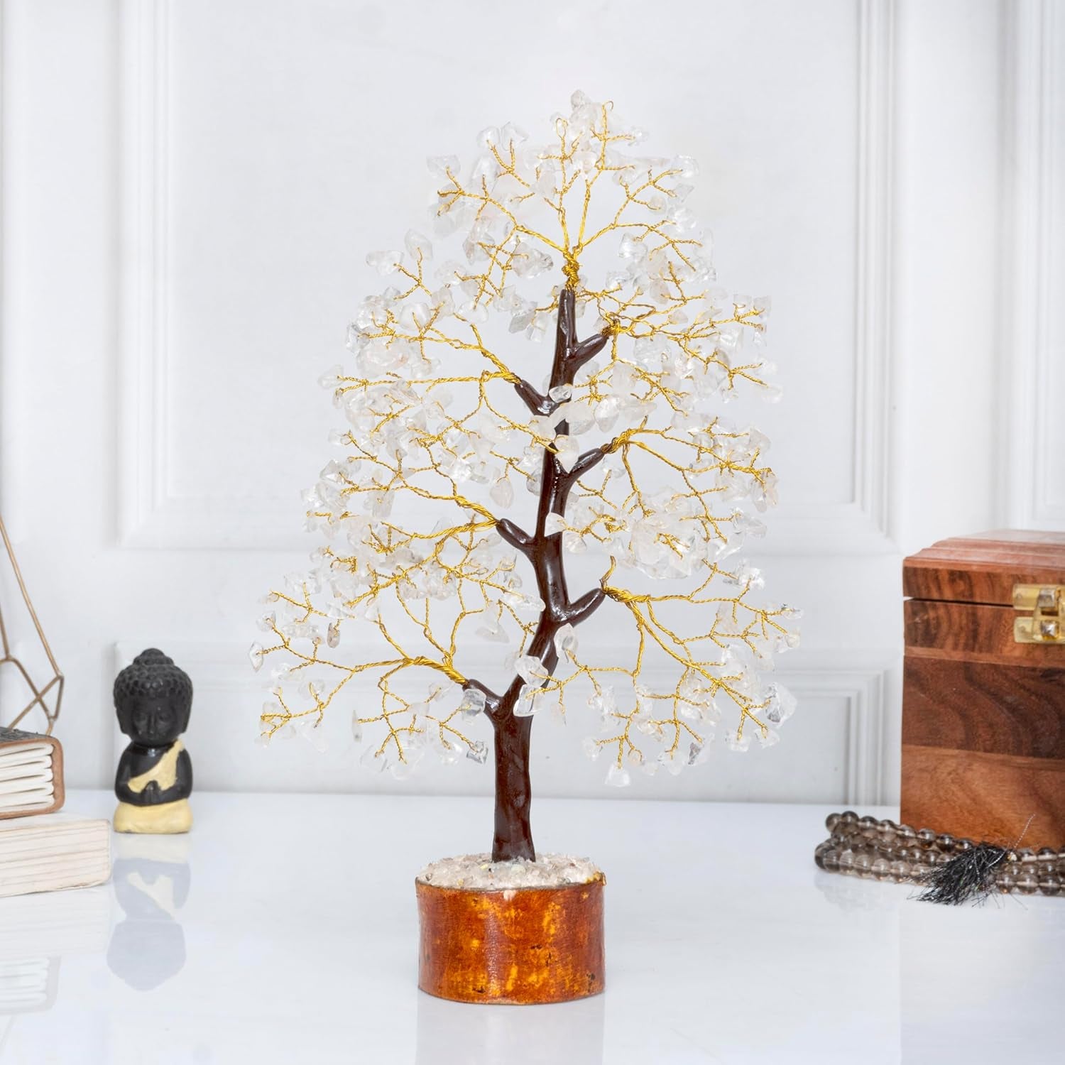 ® Clear Quartz Crystal Tree of Life, Birthday Gifts for Women & Men, House Decor for Shelf Healing Crystals, Spiritual Gift Room Decor, House Warming Gifts New Home, Birthday Gift for Mom