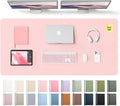Leather Desk Pad Protector, Office Desk Mat, Large Mouse Pad, Non-Slip PU Leather Desk Blotter, Laptop Desk Pad, Waterproof Desk Writing Pad for Office and Home (Light Pink, 55" X 24")