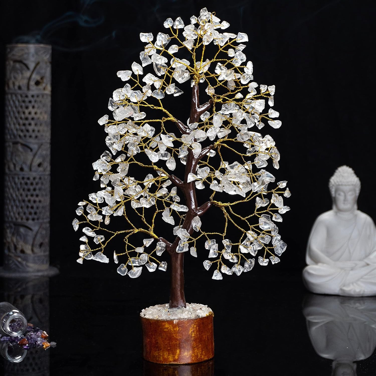 ® Clear Quartz Crystal Tree of Life, Birthday Gifts for Women & Men, House Decor for Shelf Healing Crystals, Spiritual Gift Room Decor, House Warming Gifts New Home, Birthday Gift for Mom