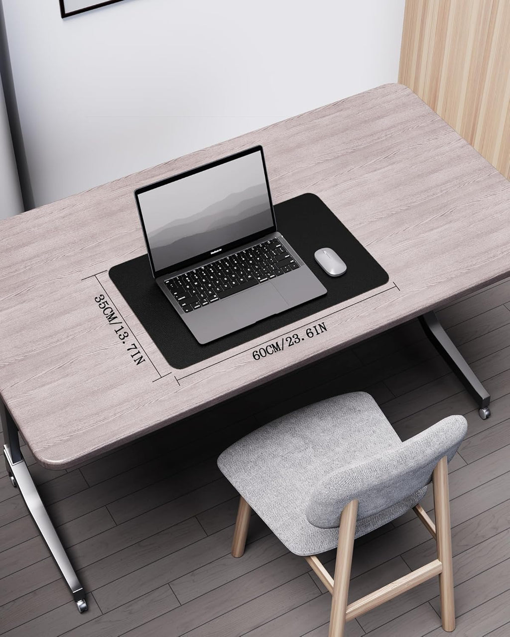 Double-Sided Desk Pad, Leather Desk Mat, Eco Cork Desk Pad Protector, Large Mouse Pad for Desk, Waterproof Desk Blotter Pad, Desk Writing Pad for Office Work/Home(23.6"X13.7",Black+Cork)