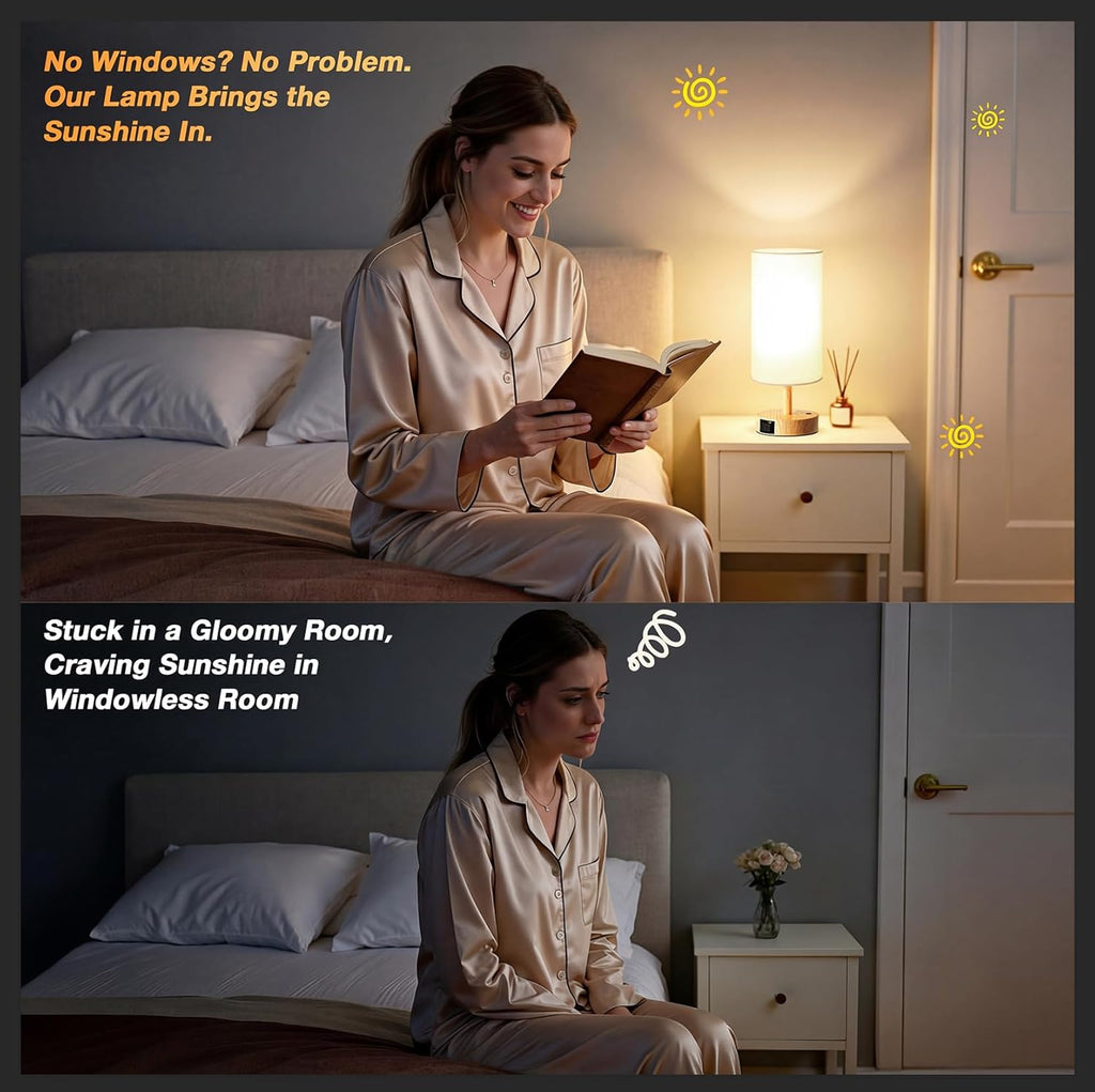 Light Therapy Lamp 10000 Lux - Full Spectrum Sunlight Lamp, Happy Light for Seasonal Mood Boost - CRI 96+ Sun Lamp for Windowless Office, Reading, Shift Workers - Remote & Timer