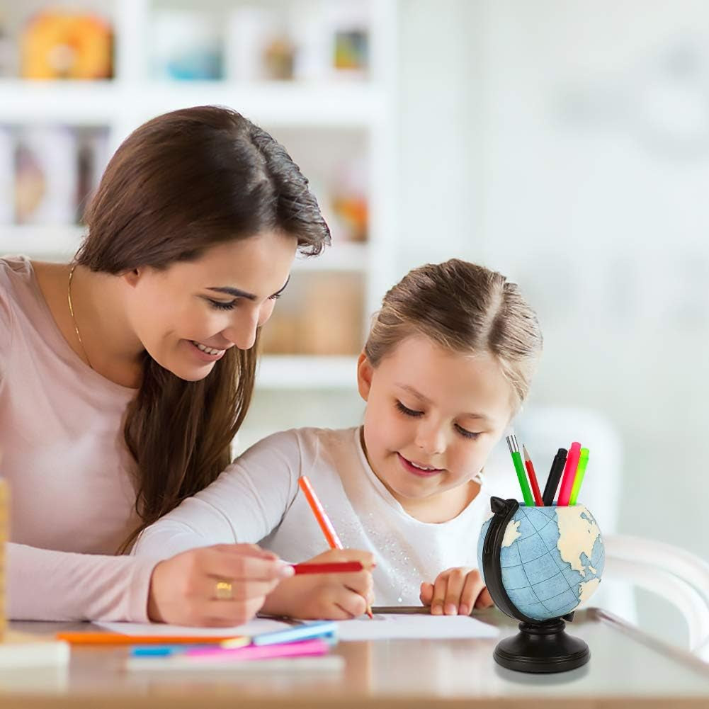 Globe Pen Pencil Holder for Desk Pen Organizer for Desk Desktop Organizer Pencil Cup Pot Desktop Accessories for Home Office School