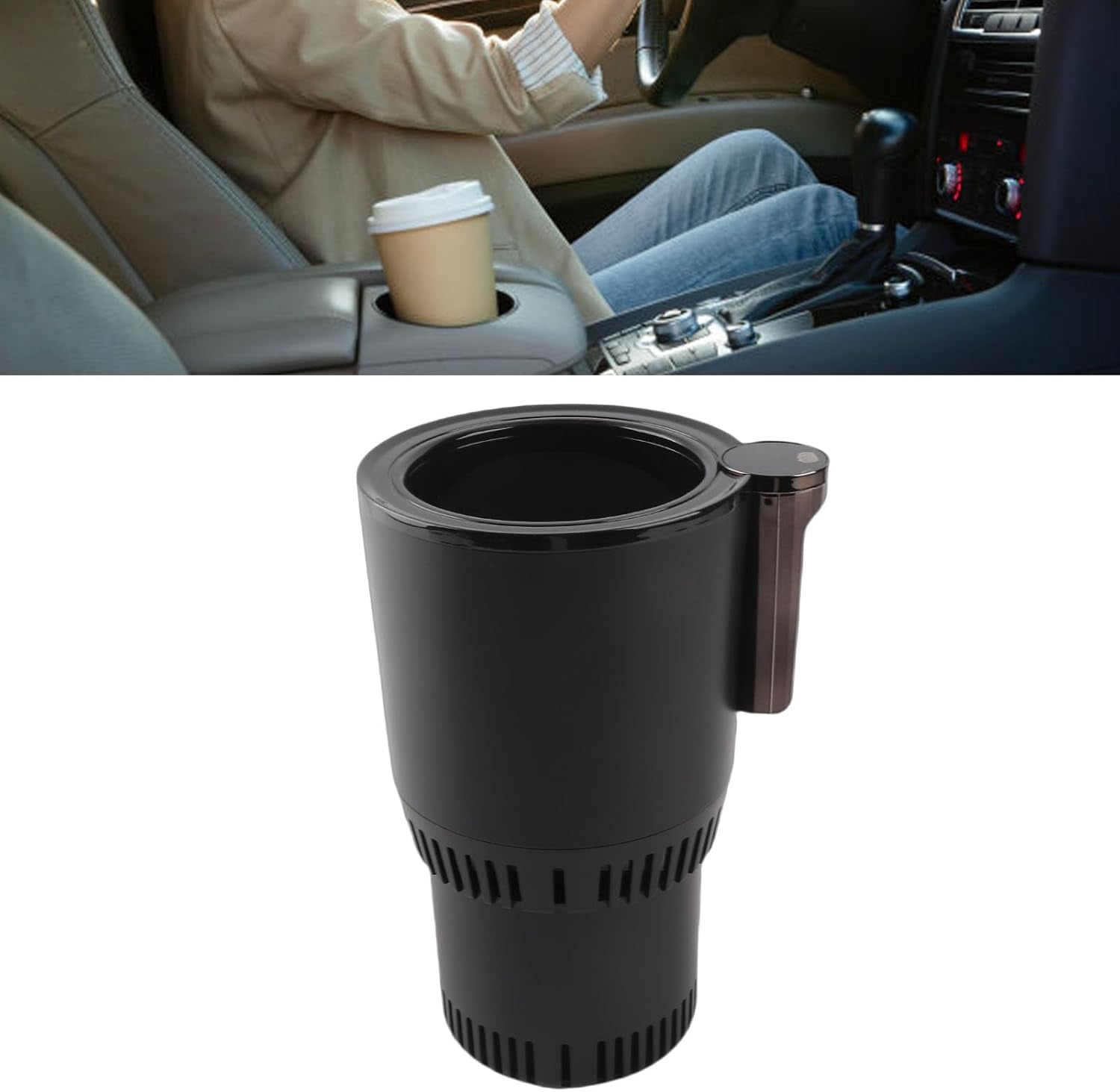 2-In-1 Car Cup Warmer Cooler, Smart Car Cup Mug Holder Auto Car Cooling and Heating Cup Holder Car Tumbler Holder Practical Car Refrigerator Cooler Insulation Drink Cooler Cup (Black)