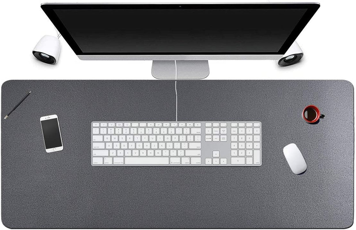 Desk Pad for Office Home 31" X 13",PU Leather Waterproof Large Desk Writing Mat Organizer,Multifunctional Ultra Thin Dual Use Desk Blotters Mouse Pad Protector … (Grey)