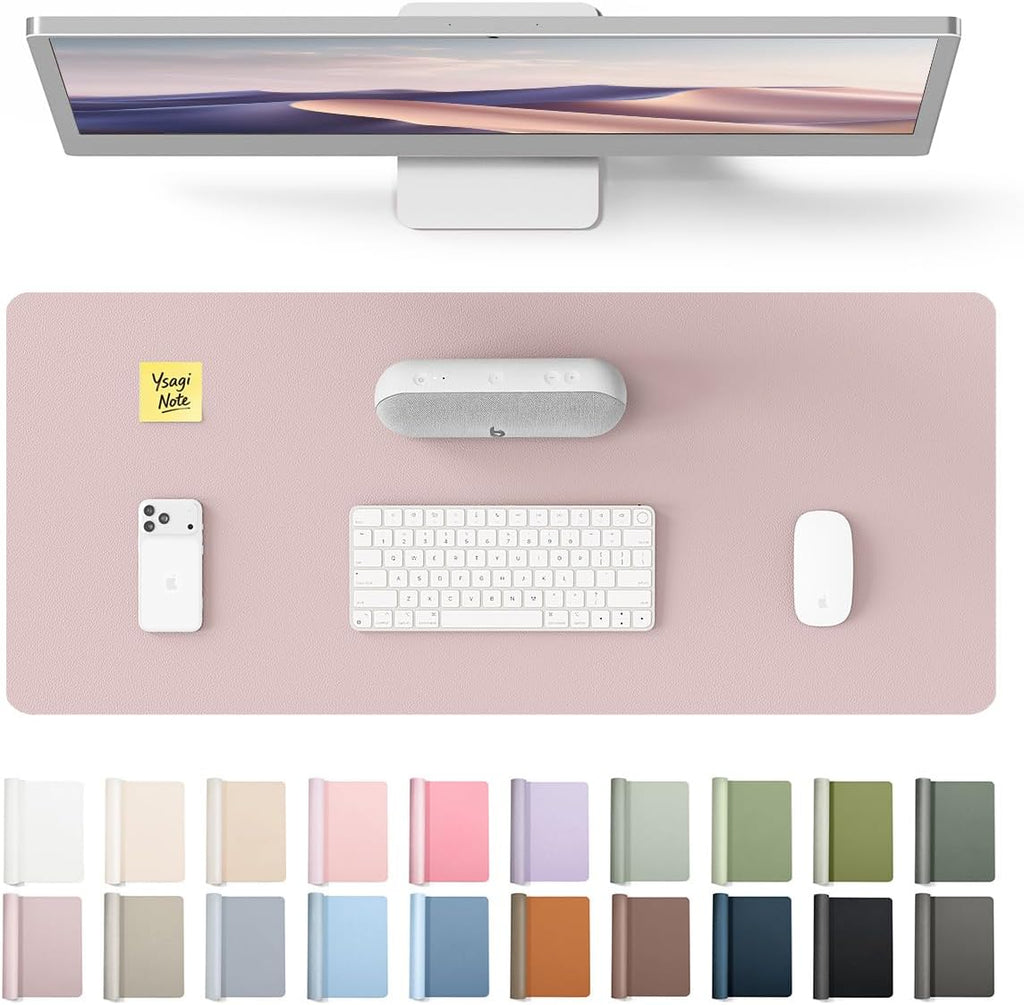 Leather Desk Pad Protector, Office Desk Mat, Large Mouse Pad, Non-Slip PU Leather Desk Blotter, Laptop Desk Pad, Waterproof Desk Writing Pad for Office and Home (Grayish Lavender, 23.6" X 13.8")