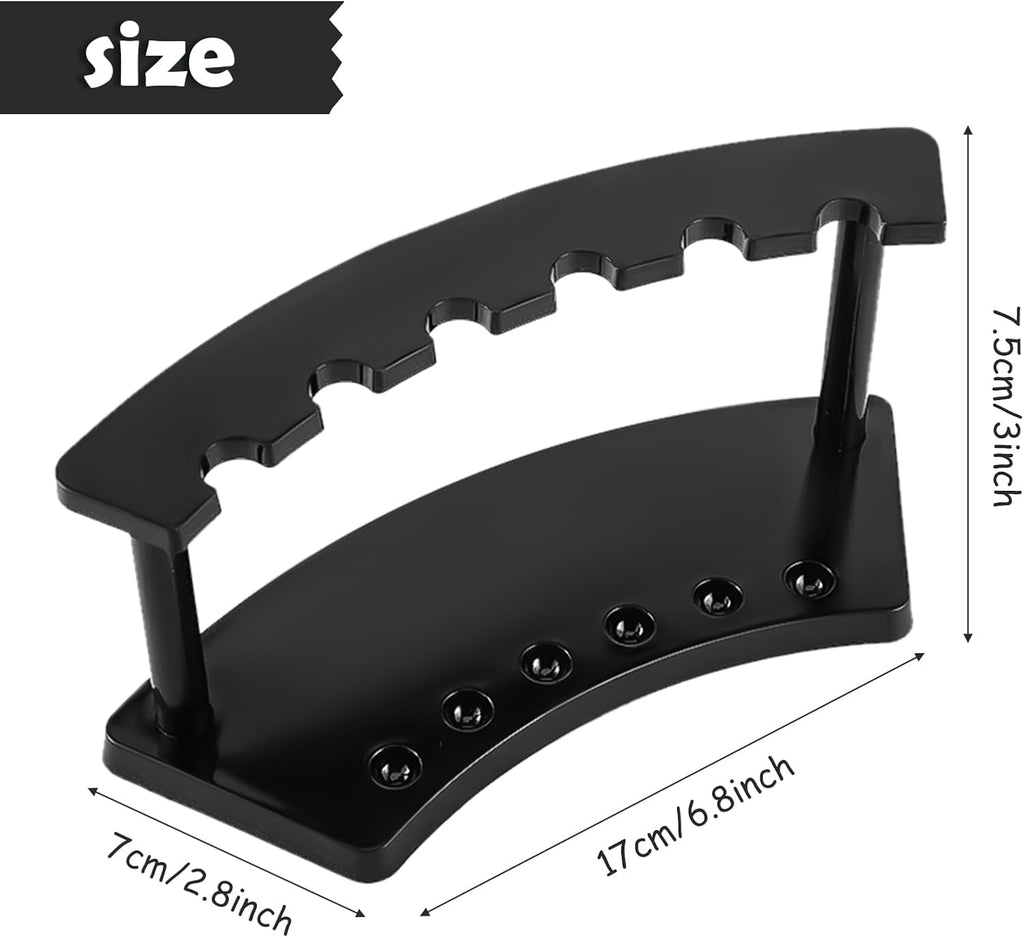 2 Pieces Plastic Pen Holder Stand Display Rack 6-Slot Pen Makeup Brush Rack Organizer Eyebrow Stand for School Office Home Store(Black)