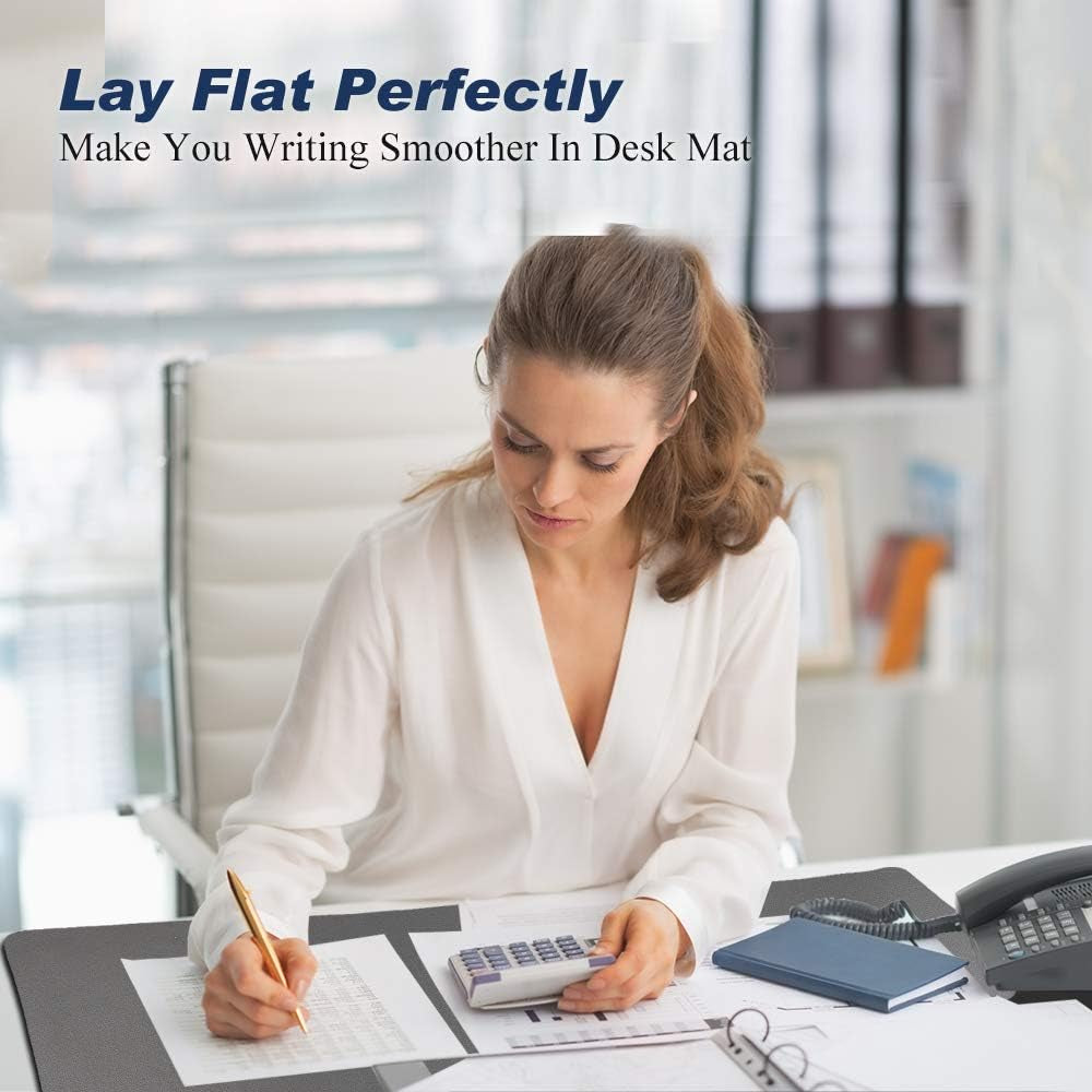 Desk Pad for Office Home 31" X 13",PU Leather Waterproof Large Desk Writing Mat Organizer,Multifunctional Ultra Thin Dual Use Desk Blotters Mouse Pad Protector … (Grey)
