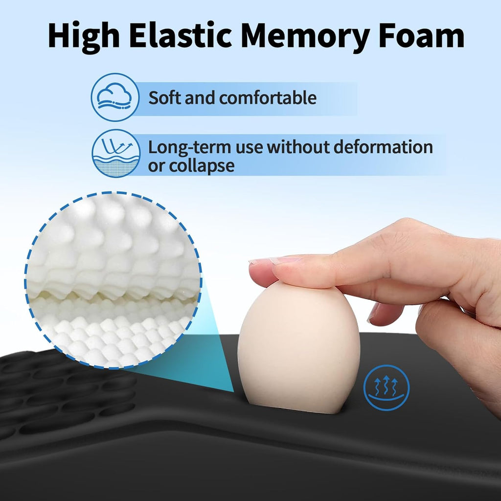 Ergonomic Mouse Pad with Wrist Support - Gel Memory Foam Mouse Mat for Computer Keyboard & Laptop - Non-Slip Base, Pain Relief for Home Office & Gaming - Black