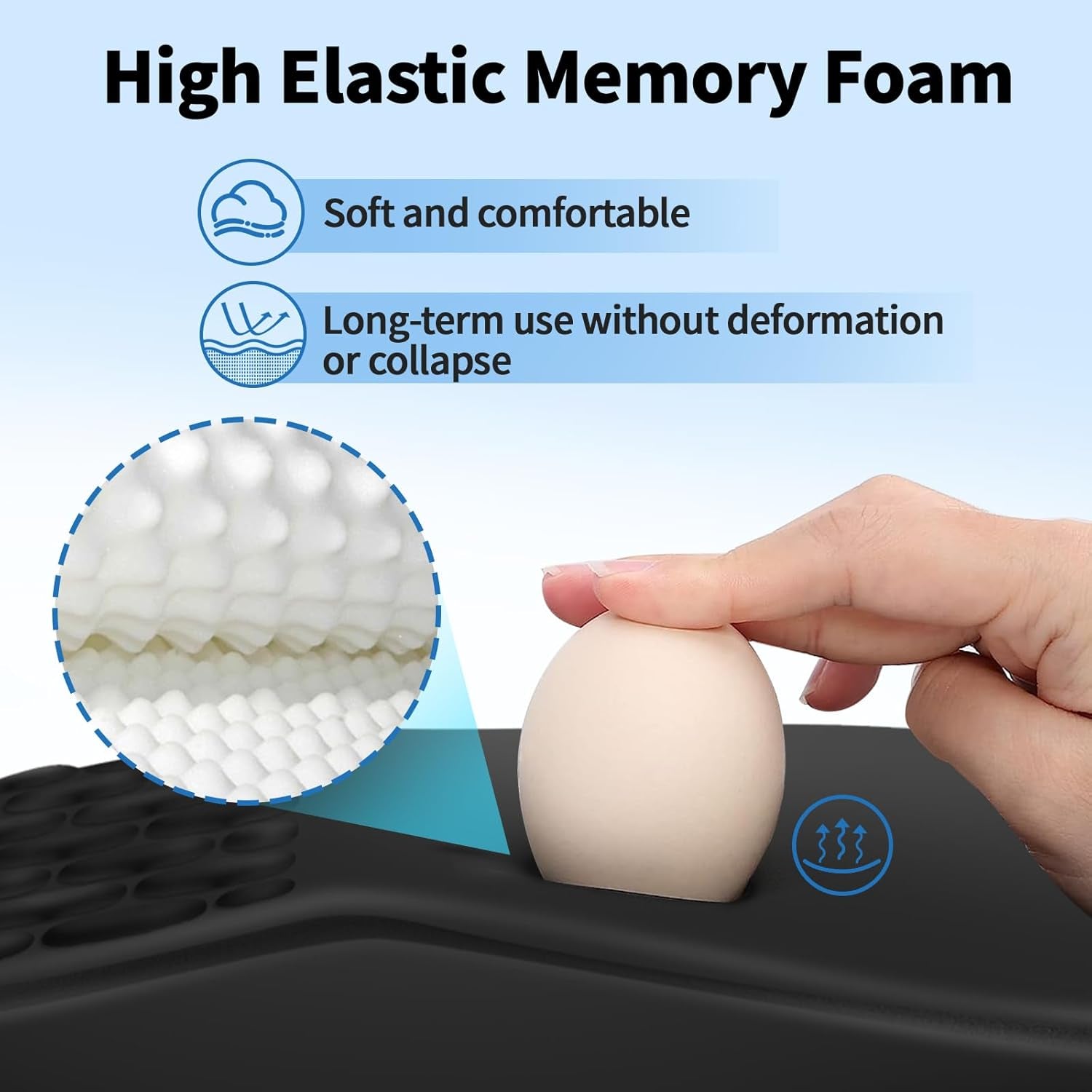 Ergonomic Mouse Pad with Wrist Support - Gel Memory Foam Mouse Mat for Computer Keyboard & Laptop - Non-Slip Base, Pain Relief for Home Office & Gaming - Black