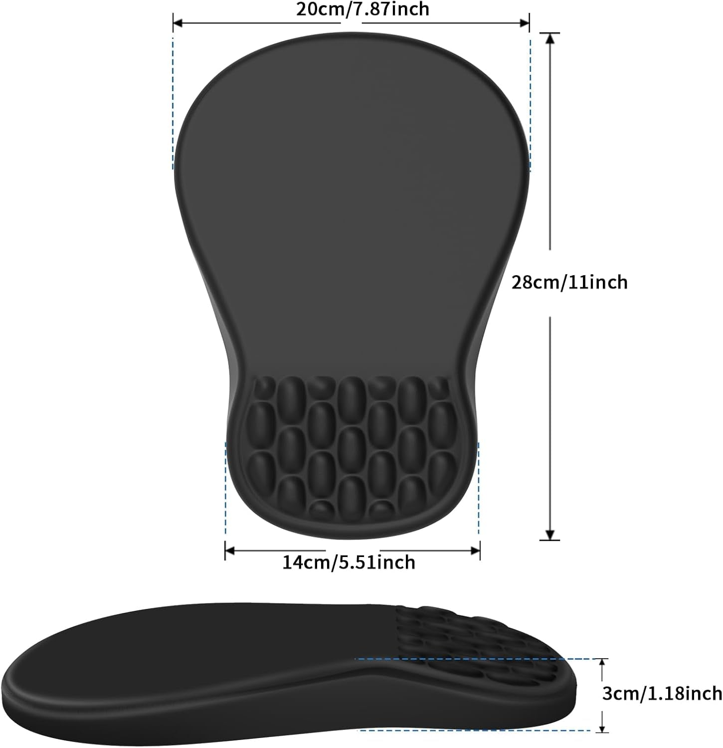 Ergonomic Mouse Pad with Wrist Support - Gel Memory Foam Mouse Mat for Computer Keyboard & Laptop - Non-Slip Base, Pain Relief for Home Office & Gaming - Black