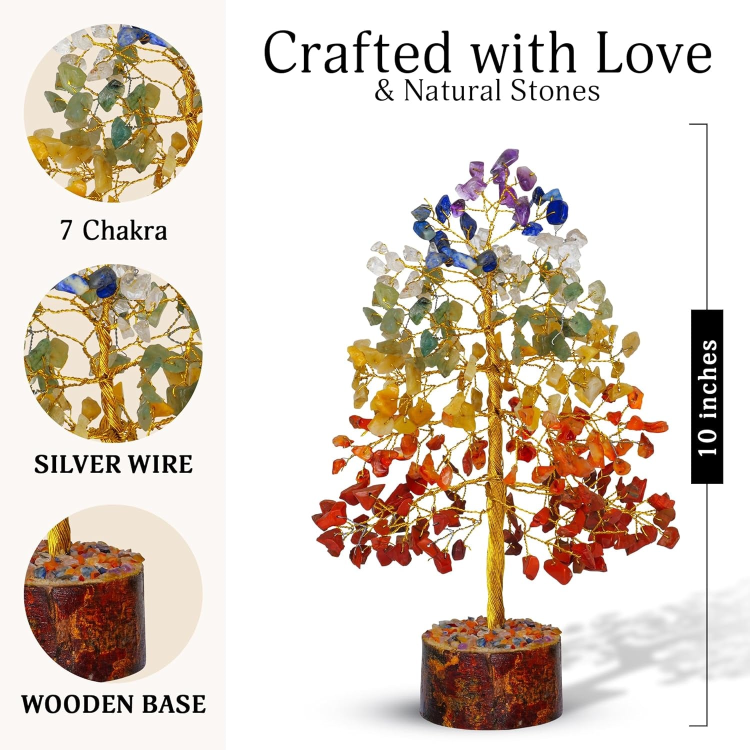 Chakra Crystal Tree - Handmade Healing Crystal Trees with 7 Chakra Stones | Tree of Life for Meditation | Feng Shui | Birthday Gift for Woman | Home Decor | Gemstones & Crystals Decor