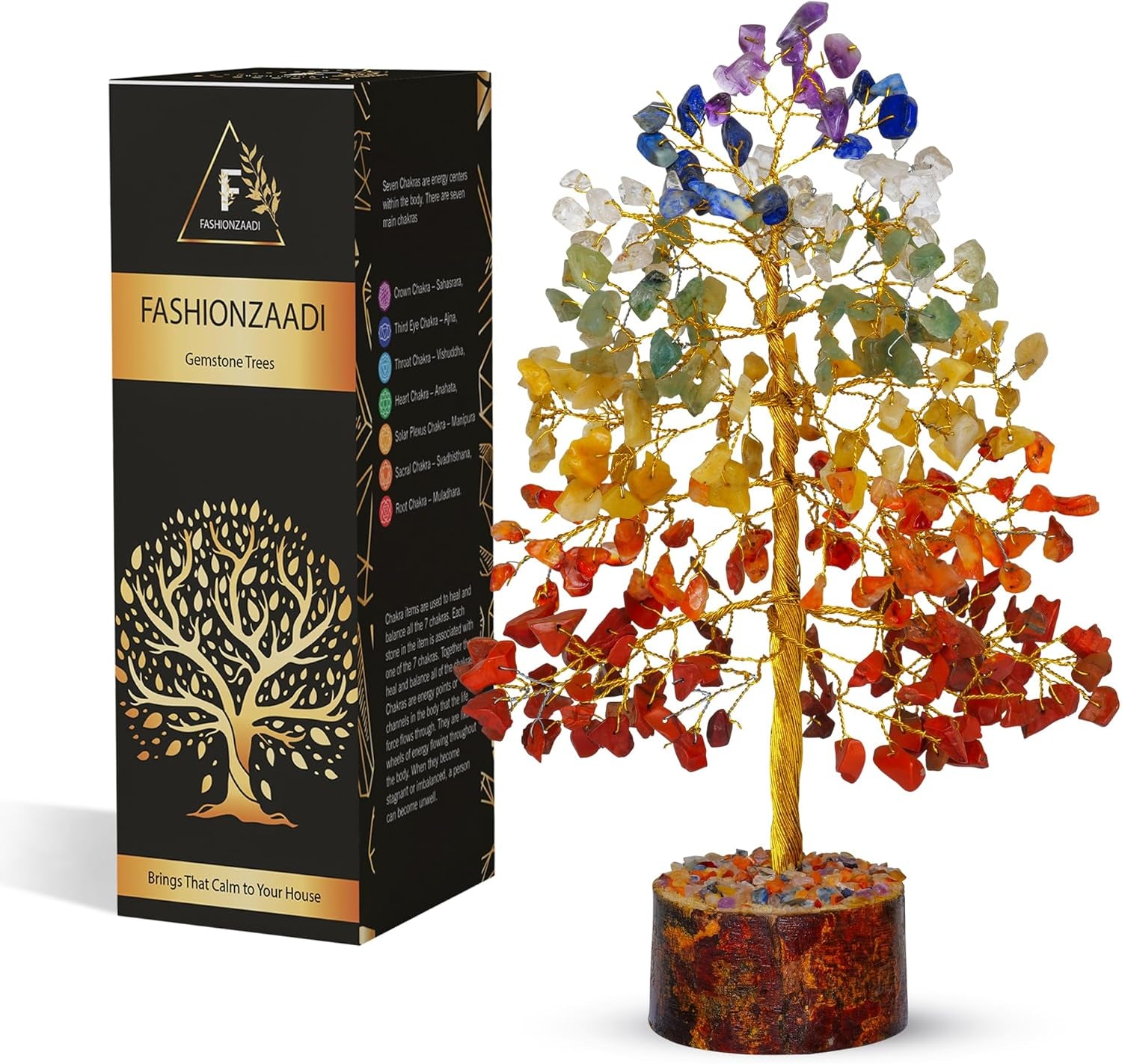 Chakra Crystal Tree - Handmade Healing Crystal Trees with 7 Chakra Stones | Tree of Life for Meditation | Feng Shui | Birthday Gift for Woman | Home Decor | Gemstones & Crystals Decor
