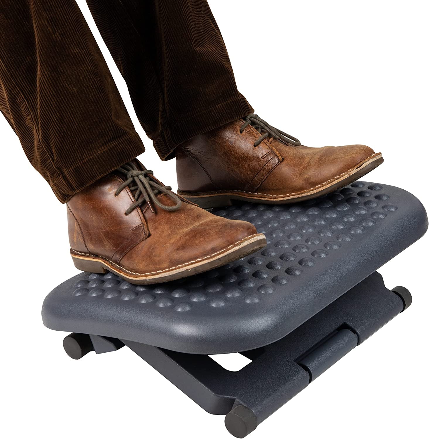 Foot Rest, under Desk at Work, Ergonomic, Height Adjustable, Office, Plastic, Black