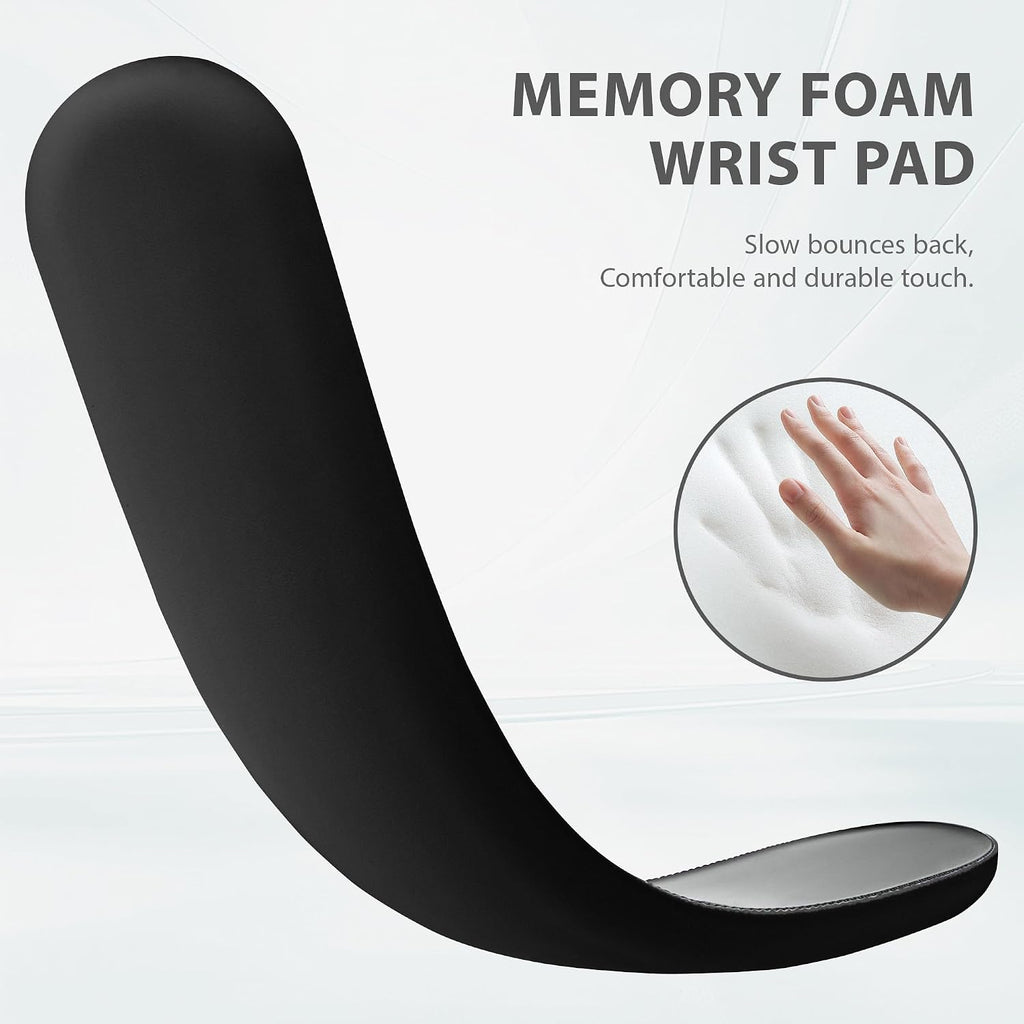 Wrist Rest for Keyboard and Mouse Ergonomic Mouse Pad with Wrist Support Memory Foam Wrist Rest for Computer Keyboard,3-In-1 Gel Mouse and Keyboard Pad for Office Black