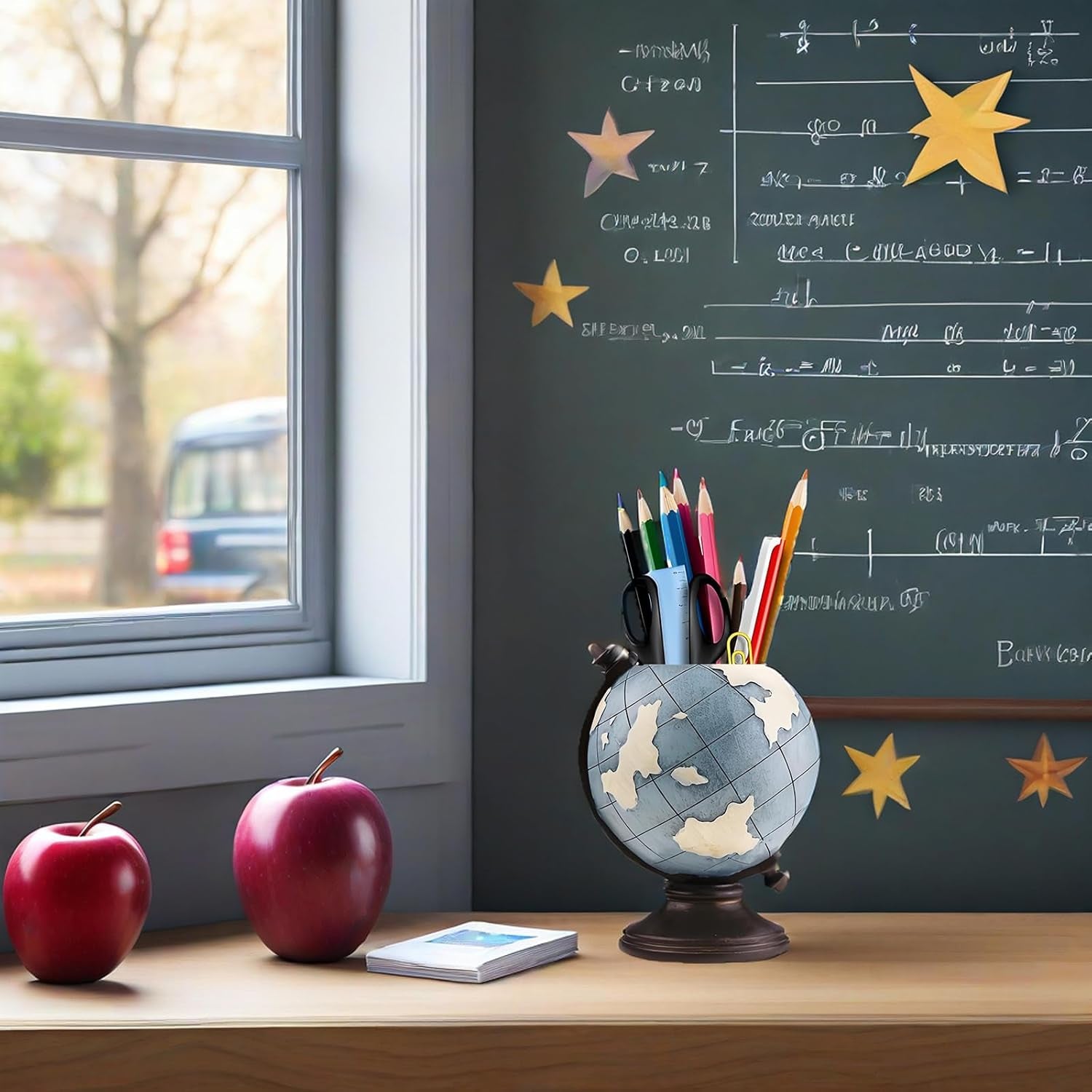 Globe Pen Pencil Holder for Desk Pen Organizer for Desk Desktop Organizer Pencil Cup Pot Desktop Accessories for Home Office School