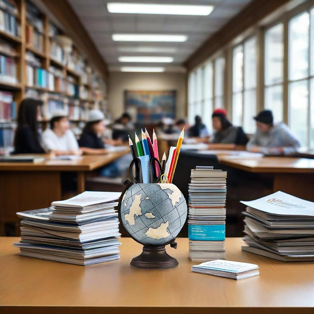 Globe Pen Pencil Holder for Desk Pen Organizer for Desk Desktop Organizer Pencil Cup Pot Desktop Accessories for Home Office School
