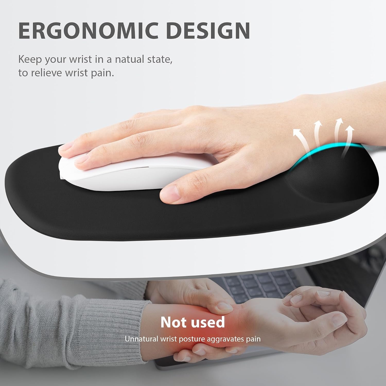 Wrist Rest for Keyboard and Mouse Ergonomic Mouse Pad with Wrist Support Memory Foam Wrist Rest for Computer Keyboard,3-In-1 Gel Mouse and Keyboard Pad for Office Black