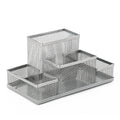 3/4 Grid Metal Mesh Pen Holder Large Capacity Creative Pencil Storage Box Hollowed-Out Multi-Purpose Desktop Storage Container