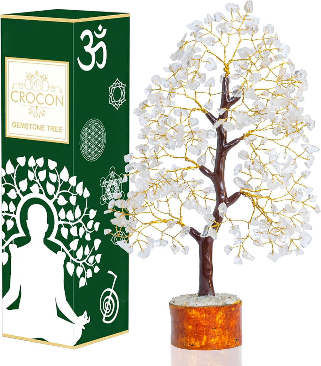 ® Clear Quartz Crystal Tree of Life, Birthday Gifts for Women & Men, House Decor for Shelf Healing Crystals, Spiritual Gift Room Decor, House Warming Gifts New Home, Birthday Gift for Mom