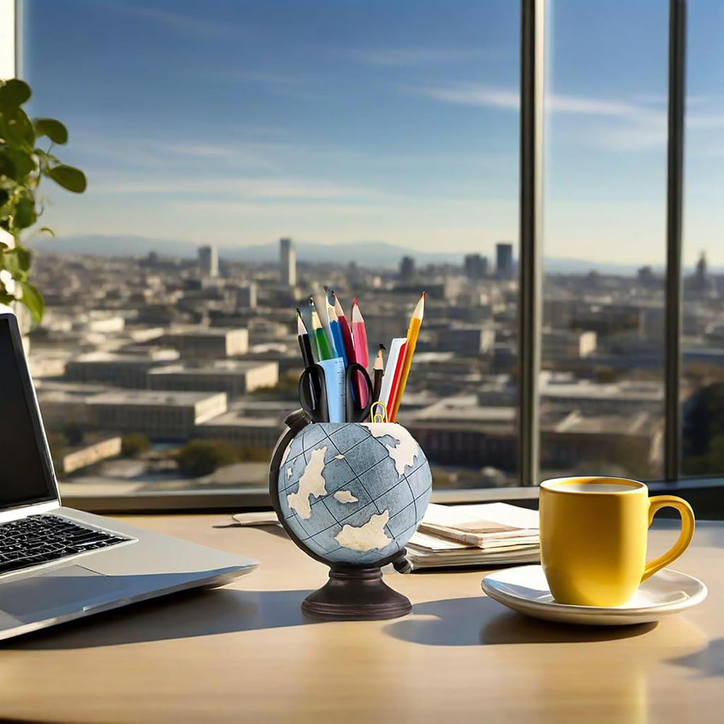 Globe Pen Pencil Holder for Desk Pen Organizer for Desk Desktop Organizer Pencil Cup Pot Desktop Accessories for Home Office School